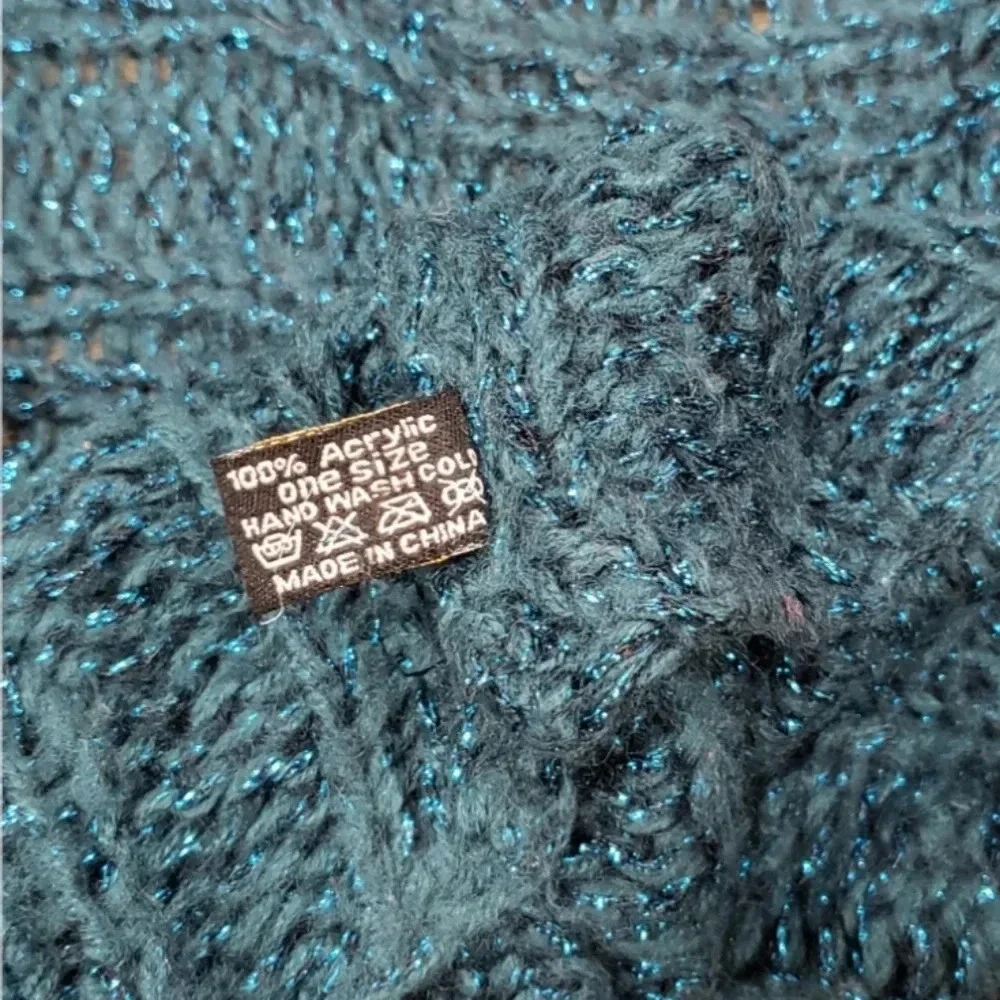 Teal Knit Warm Infinity Scarf